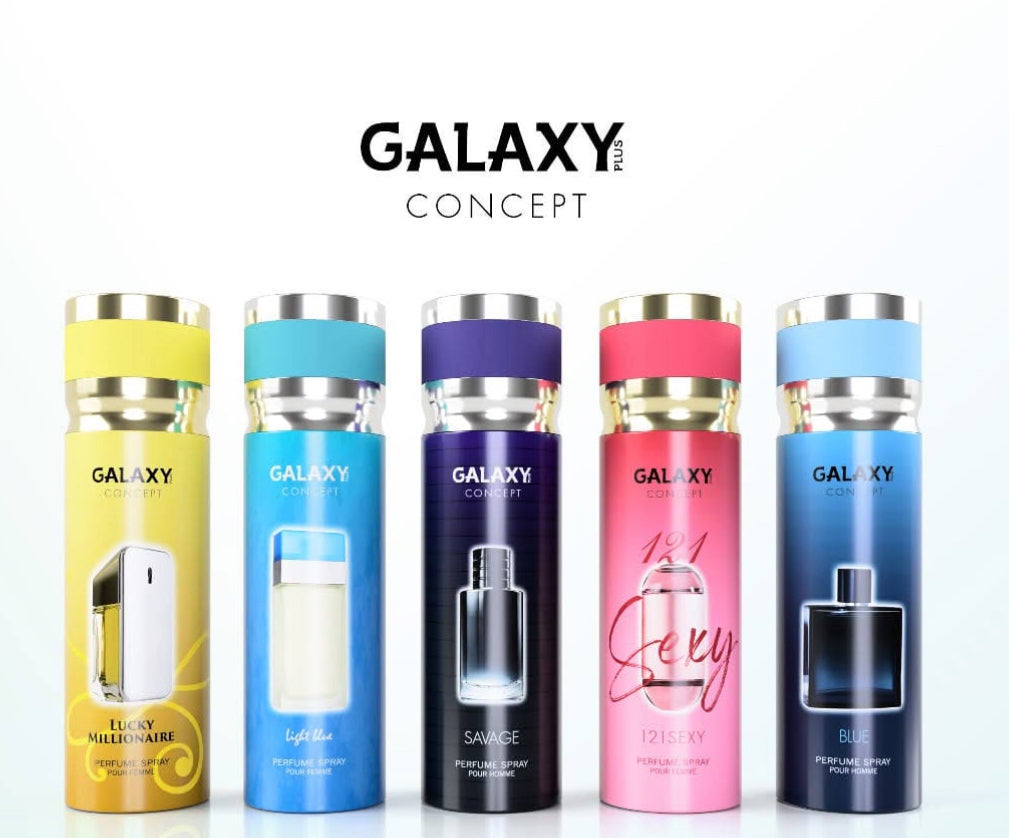 Box of 12 Galaxy Plus Concept Body Spray for Men/Women 200ml each.