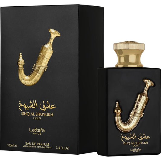 ISHQ AL SHUYUKH GOLD BY LATTAFA PRIDE EAU DE PARFUM 3.4FL. OZ